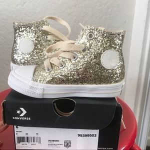 Gold glitter converse . Great condition .